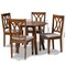 Baxton Studio Leon Grey Upholstered and Walnut Wood 5-Piece Dining Set 173-9882-10895 - alternate 7